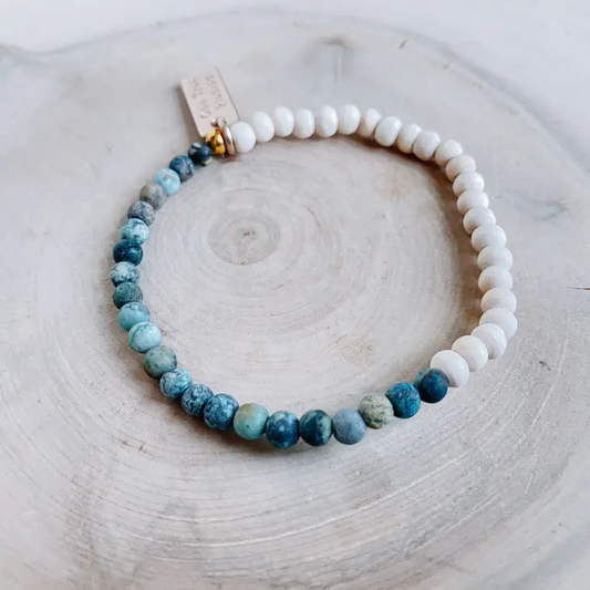 African Turquoise Wood and Gemstone Bracelet - Mellow Monkey