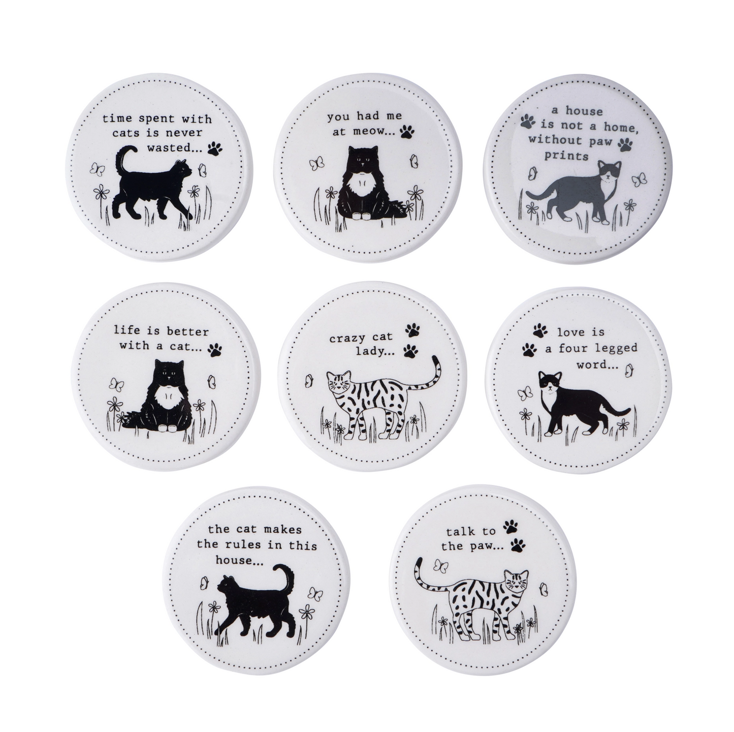 Woofs & Whiskers Ceramic Cat Tokens - 8 Styles - Mellow Monkey