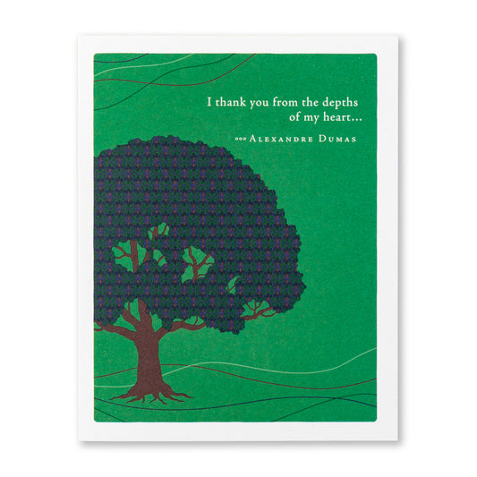 Positively Green Greeting Card - Thank You -  "I Thank You From the Depths of My Heart" - Alexandre Dumas - Mellow Monkey