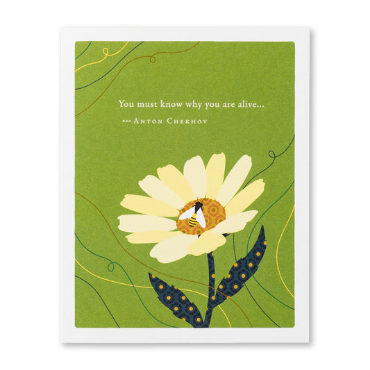 Positively Green Greeting Card - Graduation -  "You Must Know Why You Are Alive..." - Anton Chekhov - Mellow Monkey