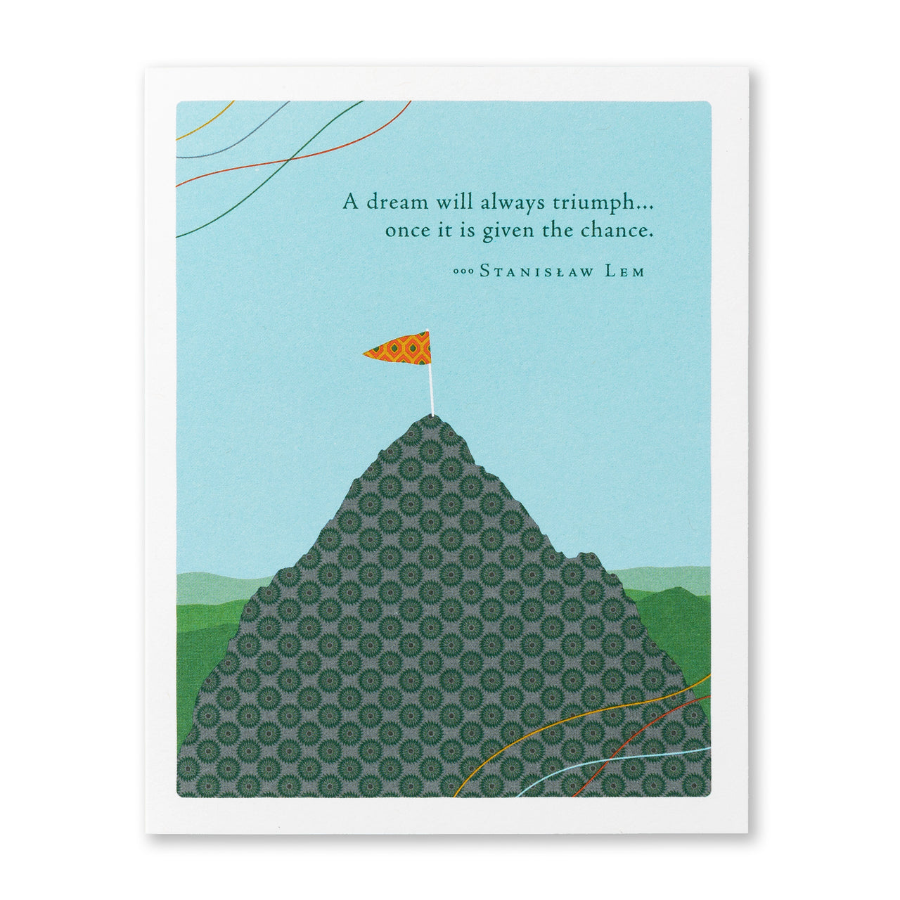 Positively Green Greeting Card - Congratulations -  "A Dream Will Always Triumph... Once it is Given the Chance" - Stanislaw Lem - Mellow Monkey
