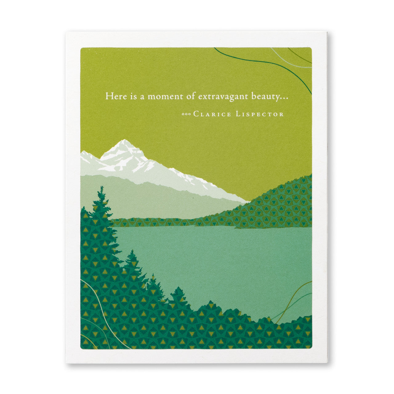 Positively Green Birthday Greeting Card - “Here is a moment of extravagant beauty…” —Clarice Lispector - Mellow Monkey