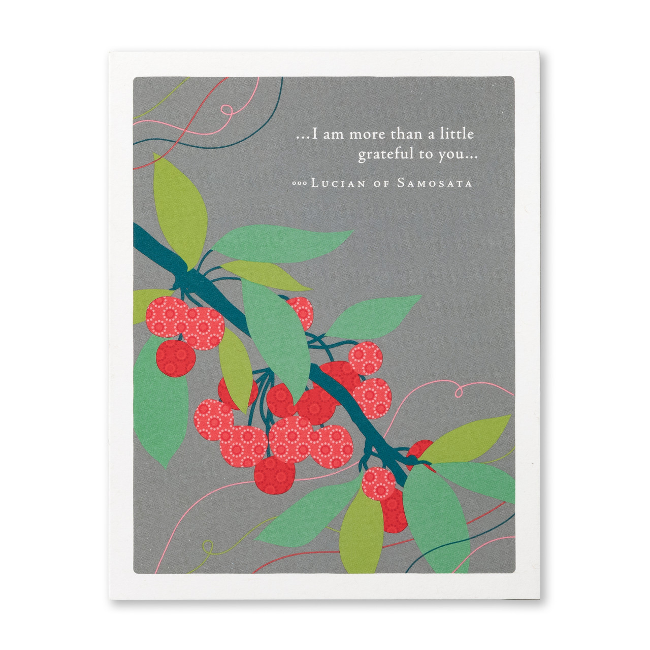 Positively Green Thank You Greeting Card - “...I am more than a little grateful to you…” —Lucian of Samosata - Mellow Monkey