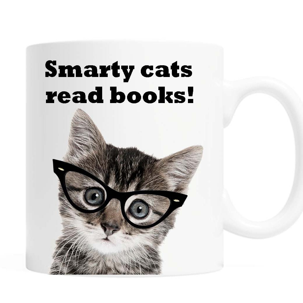 Smarty Cats Read Books - Ceramic Mug - 11-oz - Mellow Monkey