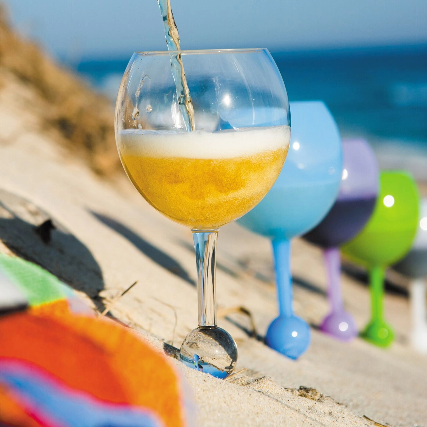 Beach Sand Wine Glass - Teal - Mellow Monkey