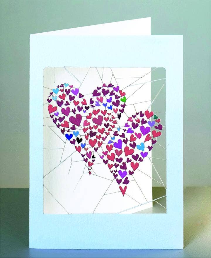 Shadywood Designs - Two Heart Filled Hearts - Laser Cut Greeting Card - Mellow Monkey