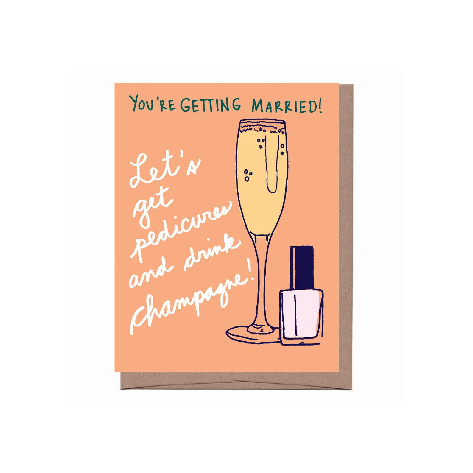 Champagne & Pedicure - Bridal Card - Mellow Monkey