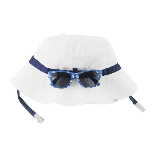 Toddler White Hat & Sunglasses Set - Mellow Monkey