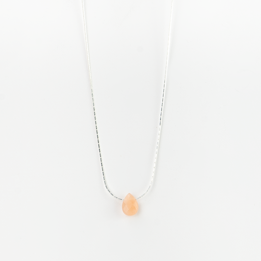 Samudra Pink Stone Necklace - Silver - Mellow Monkey