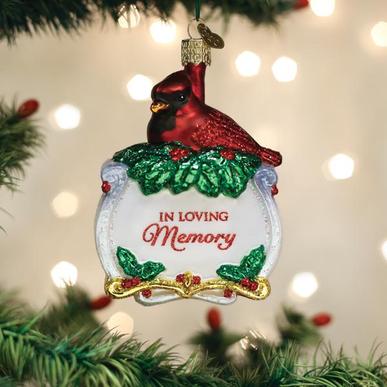 OId World Christmas - In Loving Memory - Memorial Cardinal Ornament - 4-1/4-in - Mellow Monkey