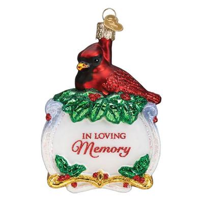 OId World Christmas - In Loving Memory - Memorial Cardinal Ornament - 4-1/4-in - Mellow Monkey