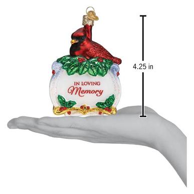 OId World Christmas - In Loving Memory - Memorial Cardinal Ornament - 4-1/4-in - Mellow Monkey