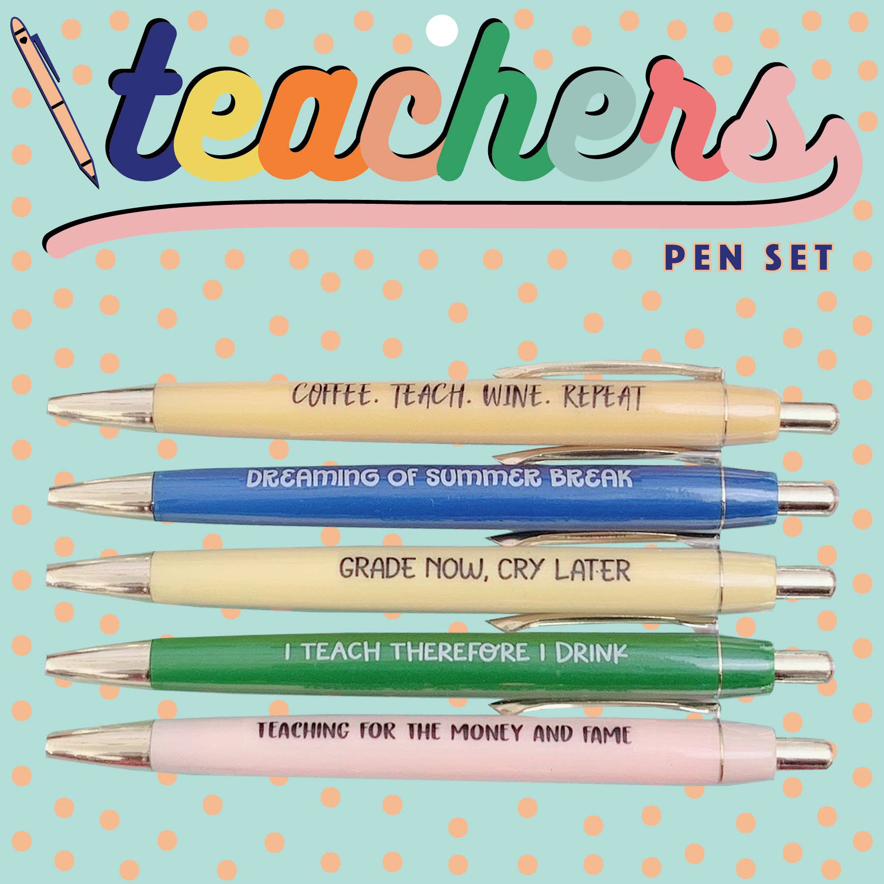 Teachers Pen Set - Set of 5 - Mellow Monkey
