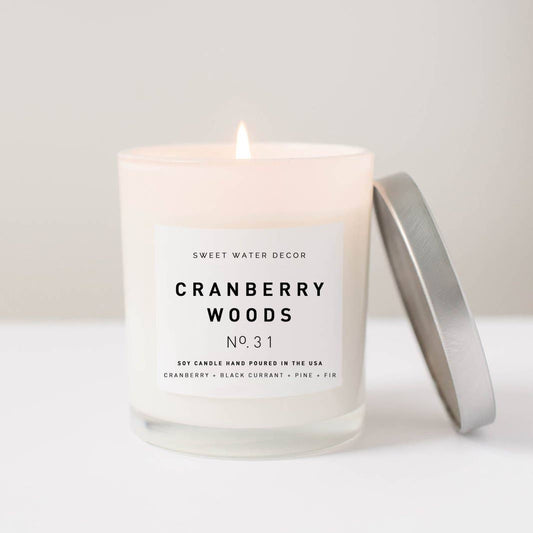 Cranberry Woods Soy Candle - White Jar Candle - Mellow Monkey