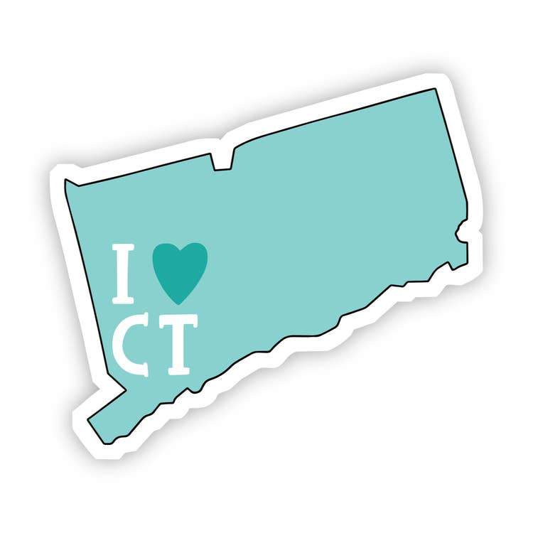 I Love Connecticut - Vinyl Decal Sticker - Teal - Mellow Monkey