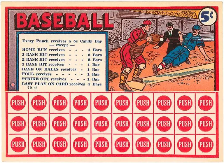 Baseball Punch Card - Vintage Postcard - 3-1/2 x 5-1/2-in. - Mellow Monkey
