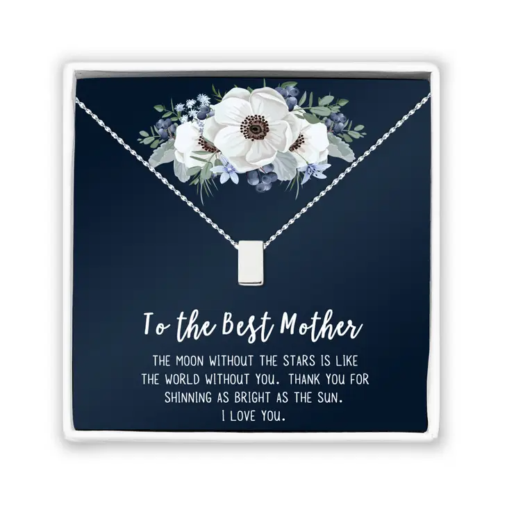 To The Best Mom - Cube Necklace -Silver - Mellow Monkey