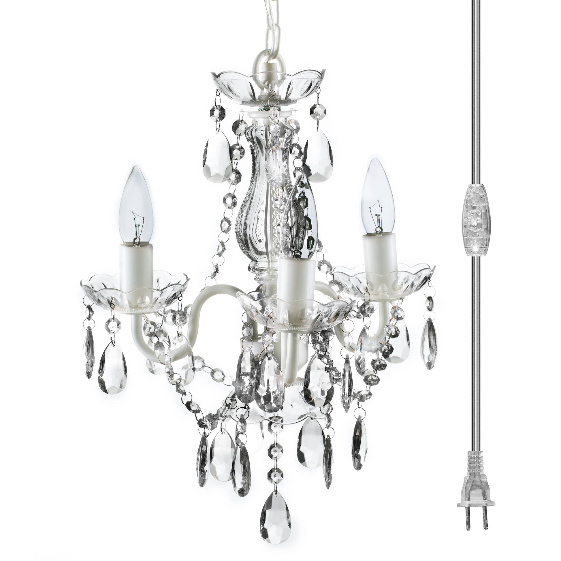 Chandelier - 3 Light - Plug In - Crystal Clear - Mellow Monkey
