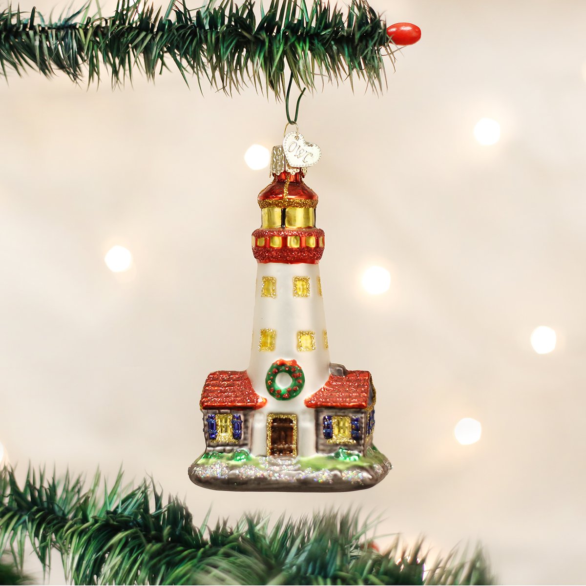 OId World Christmas - Lighthouse Ornament - 4-1/4-in - Mellow Monkey