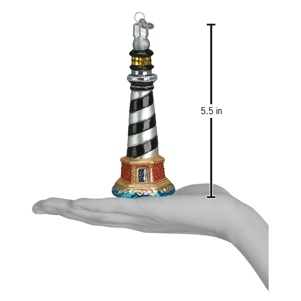OId World Christmas - Cape Hatteras Lighthouse Ornament - 5-1/2-in - Mellow Monkey