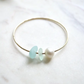 Frosted Glass and Pearl Bangle - Gold - Mellow Monkey