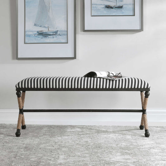 Braddock Cushioned Striped Bench - 48-in - Mellow Monkey