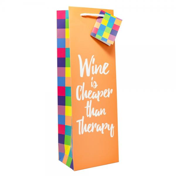Wine Is Cheaper Than Therapy - Wine Gift Bag - Mellow Monkey