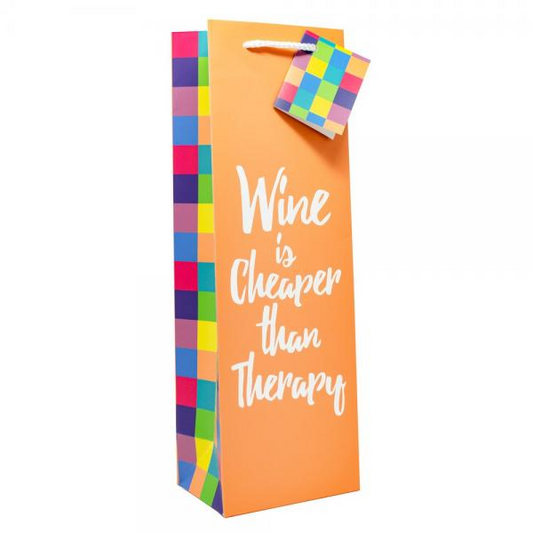 Wine Is Cheaper Than Therapy - Wine Gift Bag - Mellow Monkey