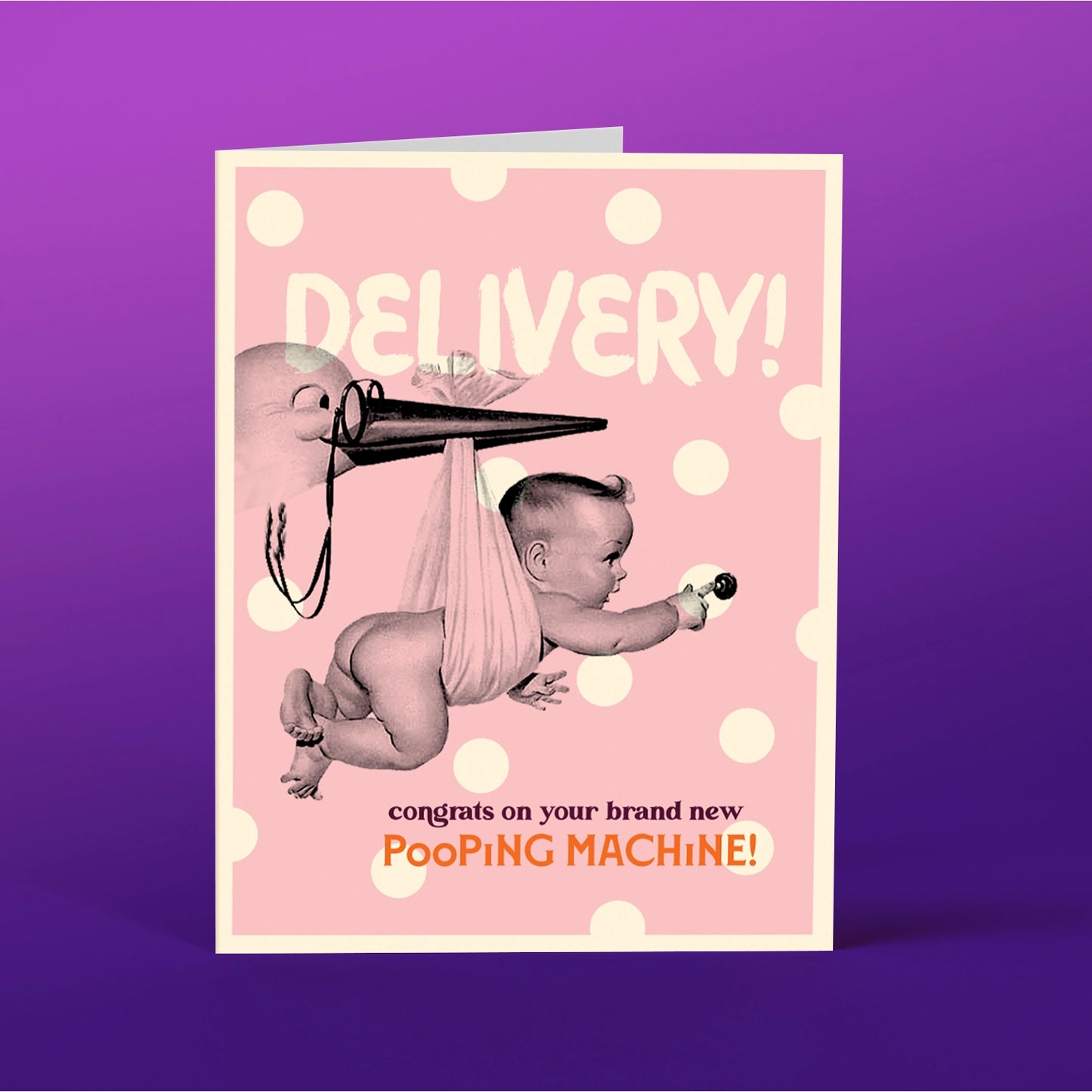 Pink Stork Delivery - New Baby Card - Mellow Monkey