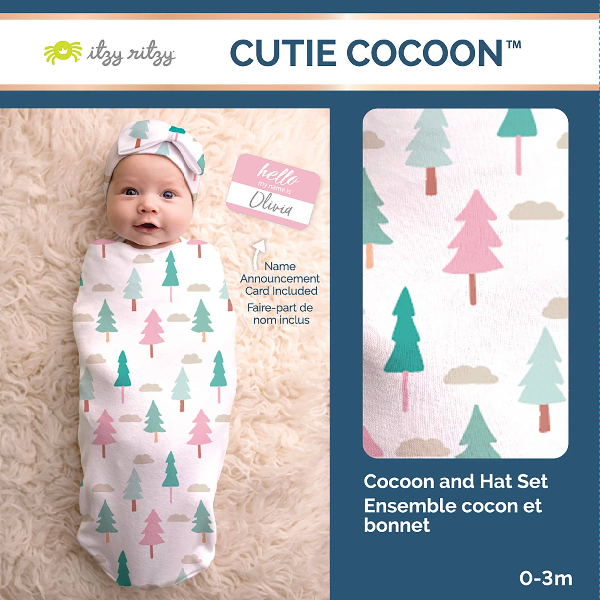 Cutie Cocoon™ Matching Cocoon & Hat Set - On Cloud Pine - Mellow Monkey