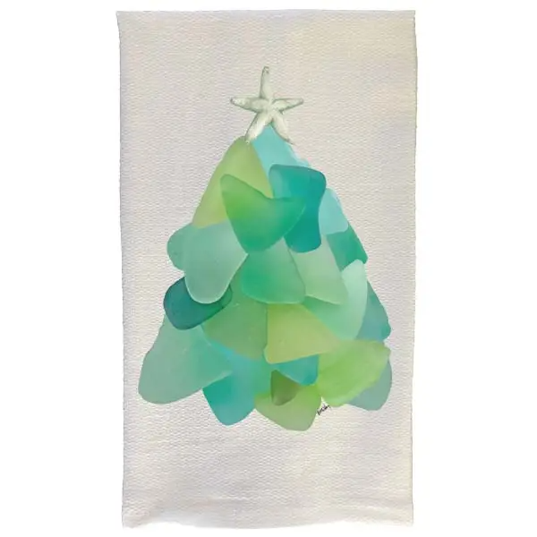 Christmas- Sea Glass Tree Kitchen Towel - Mellow Monkey