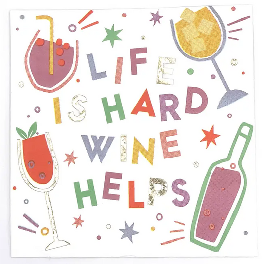Life Is Hard Wine Helps - 20ct Cocktail Napkins - Mellow Monkey