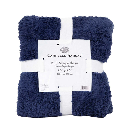 Plush Sherpa Throw Blanket - 50 x 60-in - Medium Blue - Mellow Monkey
