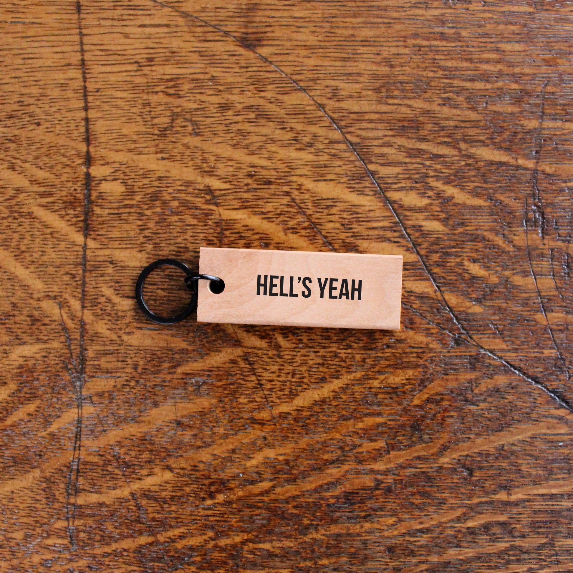 Woodward Throwbacks - Hell's Yeah Reclaimed Wood Keychain - Mellow Monkey