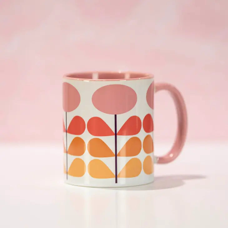 Mid Century Modern Coffee Mug - Mod Pink Flower - Mellow Monkey