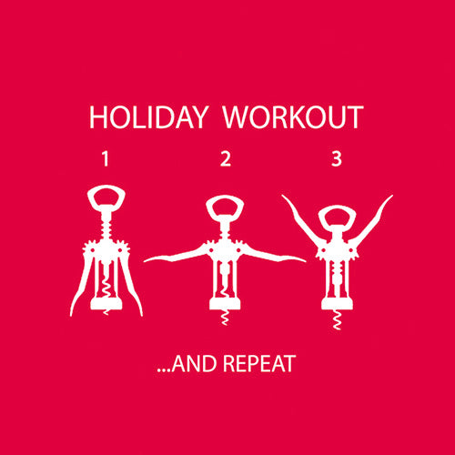 Holiday Workout (Wine Opener) - Cocktail Beverage Napkins 20-Ct - Mellow Monkey