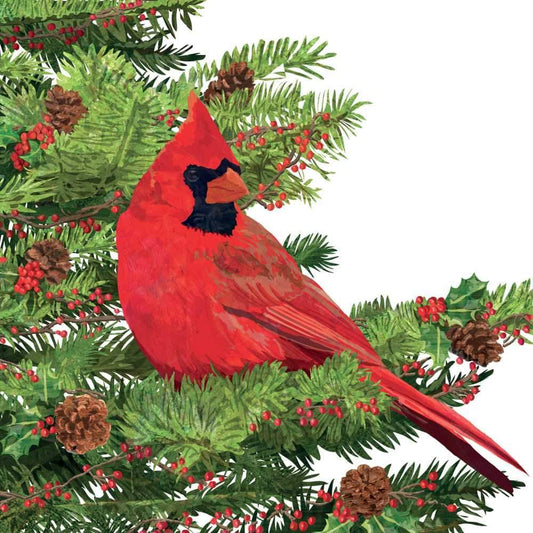 Yuletide Cardinal - Cocktail Beverage Napkins - Mellow Monkey