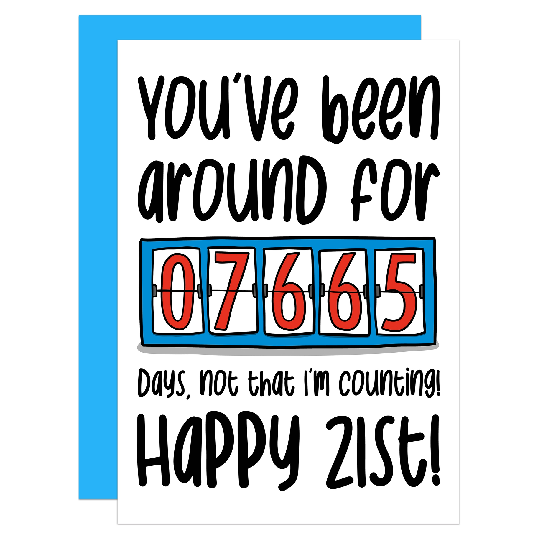 You've Been Around For 07665 Days, Not That I'm Counting. Happy 21st - Birthday Greeting Card - Mellow Monkey