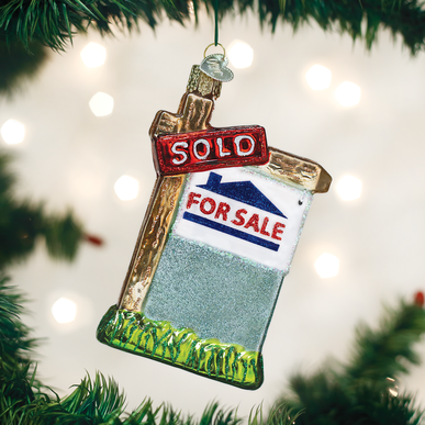 Old World Christmas Handcrafted Blown Glass Ornament - Realty Sign - Mellow Monkey