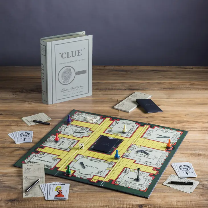 Clue - Board Game - Vintage Bookshelf Edition - Mellow Monkey