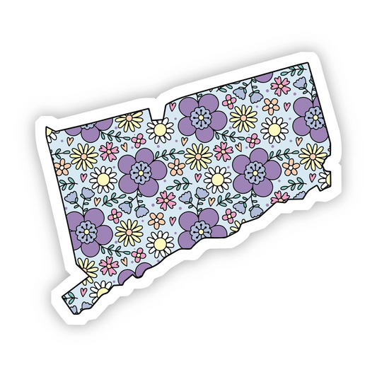 Floral Connecticut - Vinyl Decal Sticker - Mellow Monkey