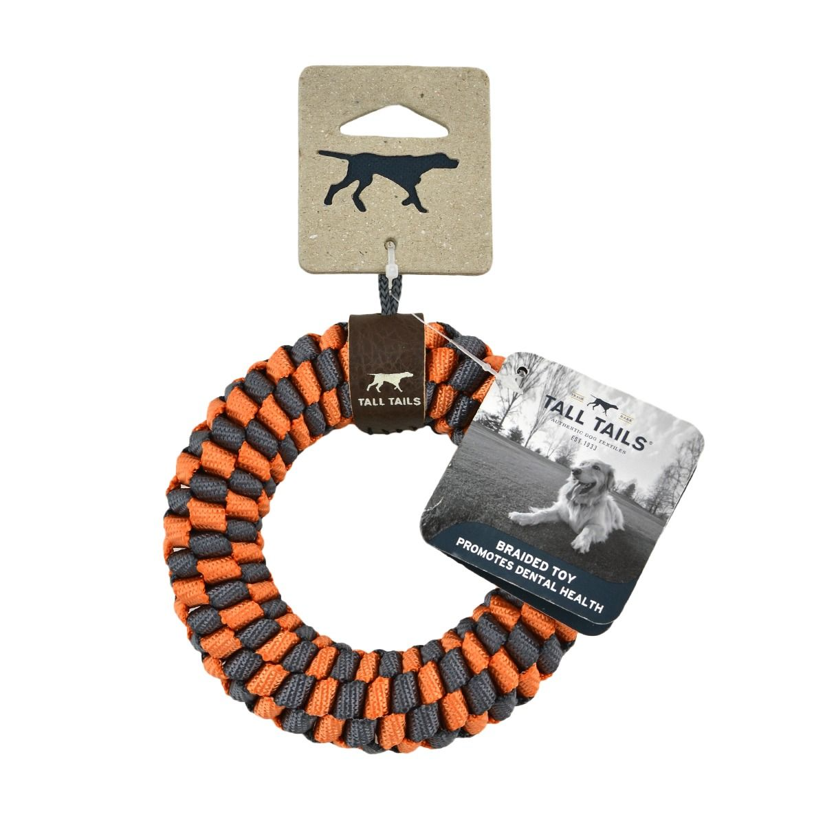 Orange and Grey Braided Ring Dog Toy - Mellow Monkey