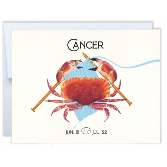 Zodiac Astrology Birthday Greeting Card - Cancer (Jun 21 - Jul 22) - Mellow Monkey
