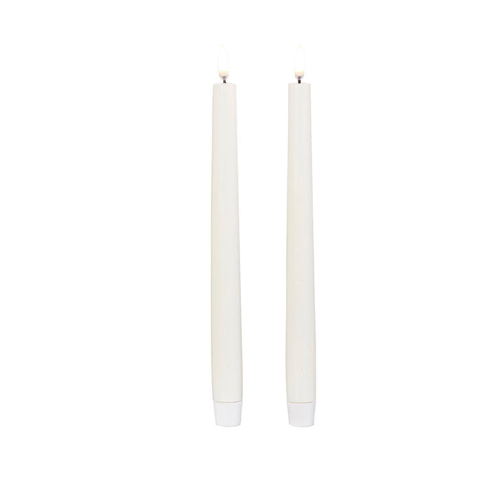 Uyuni LED Realistic Electronic Flame Wax Taper Candles - Ivory - Set of 2 - 11-in - Mellow Monkey