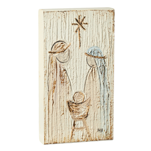 Holy Family Decorative Textured Block - 11-1/2-in - Mellow Monkey