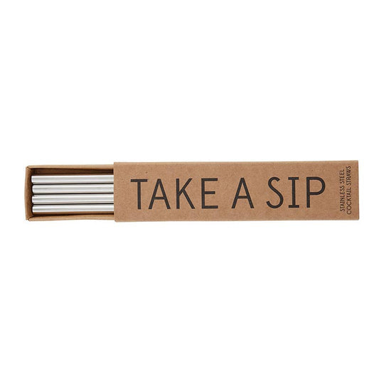 Take A Sip And Stir Reusable Stainless Steel Cocktail Straws - 4 Pack - Mellow Monkey