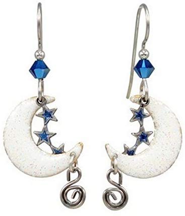 Silver Forest Goldtone Surgical Steel Dangle Moon Stars & Crescent Earrings - Mellow Monkey