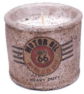 Swan Creek Route 66 Motor Oil Candle Nostalgic Highway Small Round Pot - Cafe Au Lait - Mellow Monkey
