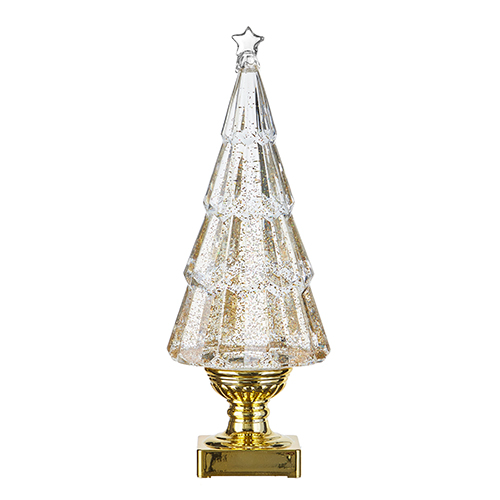 Lighted Swirling Glitter Tree Snow Globe Water Lantern - GOLD - 13-3/4-in - Mellow Monkey