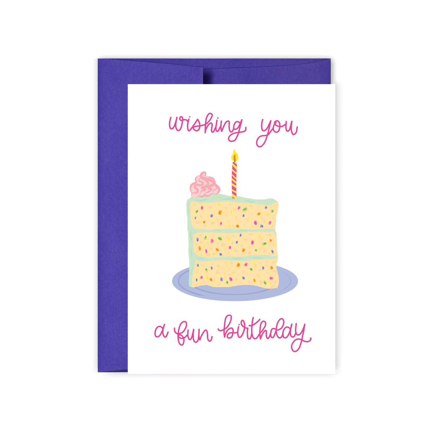 Wishing You A Fun Birthday Funfetti Cake With Candle Birthday Card - Mellow Monkey